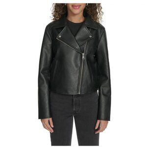 Levi's Women's Faux Leather Moto Jacket Asymmetrical Zip Front Black - Sz XL NEW